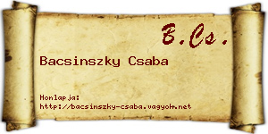 Bacsinszky Csaba névjegykártya